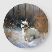 West Highland White Terrier lassen es Weihnachten Große Wanduhr (Vorderseite)