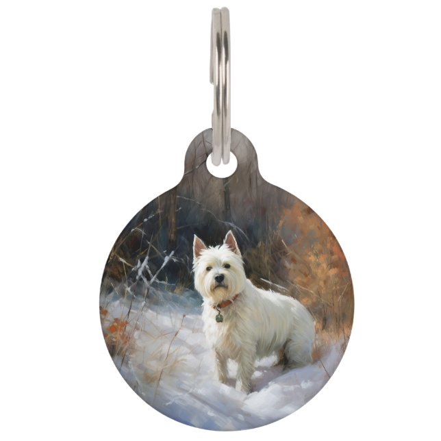 West Highland White Terrier lassen es Weihnachten  Haustiermarke (Vorderseite)