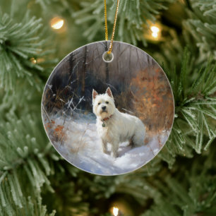 West Highland White Terrier lassen es Weihnachten Keramik Ornament