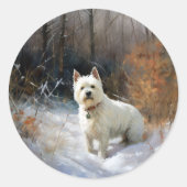 West Highland White Terrier lassen es Weihnachten Runder Aufkleber (Vorderseite)
