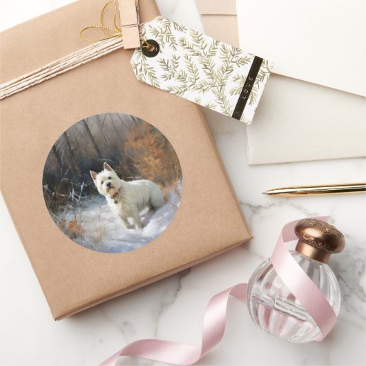 West Highland White Terrier lassen es Weihnachten Runder Aufkleber (Schenken)