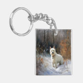 West Highland White Terrier lassen es Weihnachten Schlüsselanhänger (Vorderseite links)