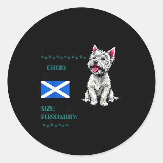 West Highland White Terrier Origin Funny Westie Do Runder Aufkleber (Vorderseite)