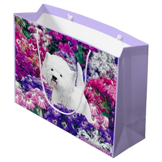 West Highland White Terrier Painting Dog Art Große Geschenktüte (Rückseite Schrägansicht)