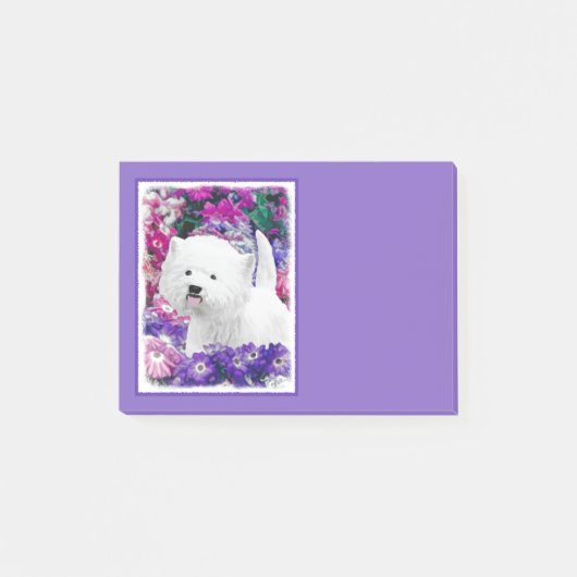 West Highland White Terrier Painting Dog Art Post-it Klebezettel (Vorderseite)
