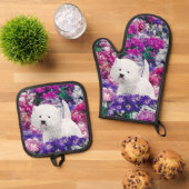 West Highland White Terrier Painting Westie Dog Ofenhandschuh & Topflappen-Set (Oben Unten)