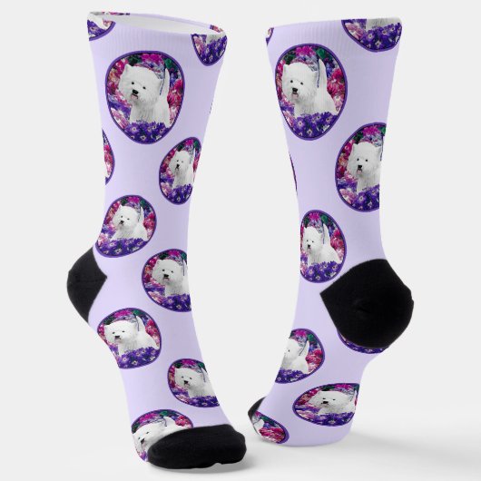 West Highland White Terrier Painting Westie Dog Socken (Gewinkelt)