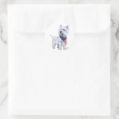 West Highland White Terrier Patriotic Runder Aufkleber (Tasche)