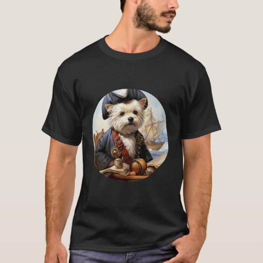 West Highland White Terrier Pirate Funny Dog Capta T-Shirt (Vorderseite)