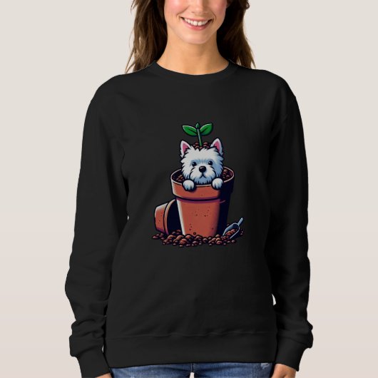 West Highland White Terrier Planter Gartenhund Sweatshirt (Vorderseite)