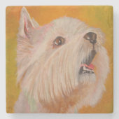 West Highland White Terrier Portrait Steinuntersetzer (Vorderseite)