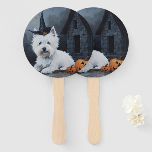 West Highland White Terrier Pumpkin Halloween Fächer (Vorne und Hinten)