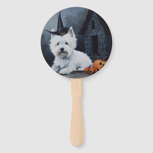 West Highland White Terrier Pumpkin Halloween Fächer (Vorderseite)