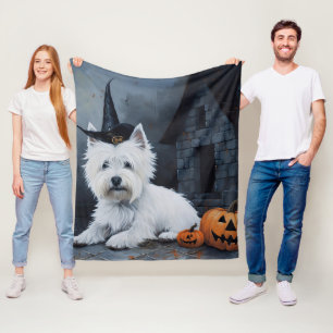 West Highland White Terrier Pumpkin Halloween Fleecedecke