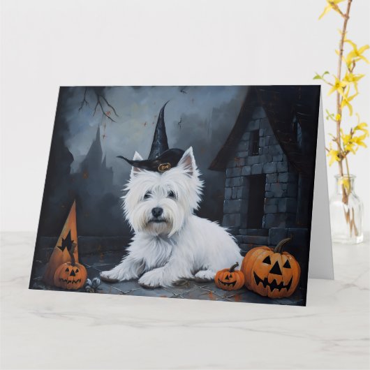 West Highland White Terrier Pumpkin Halloween Karte (Gelbe Blume)