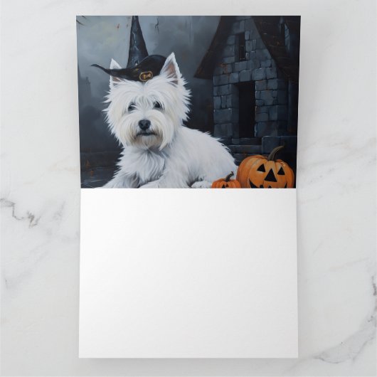 West Highland White Terrier Pumpkin Halloween Karte (Innenseite)
