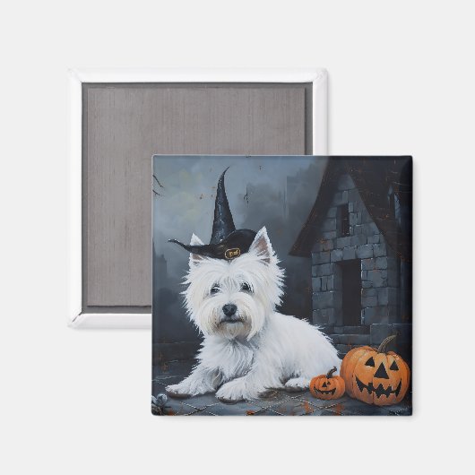 West Highland White Terrier Pumpkin Halloween Magnet (Vorderseite/Rückseite)