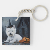 West Highland White Terrier Pumpkin Halloween Schlüsselanhänger (Rückseite)
