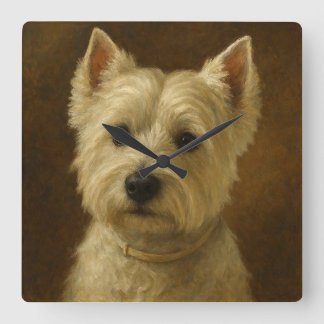 West Highland White Terrier Quadratische Wanduhr