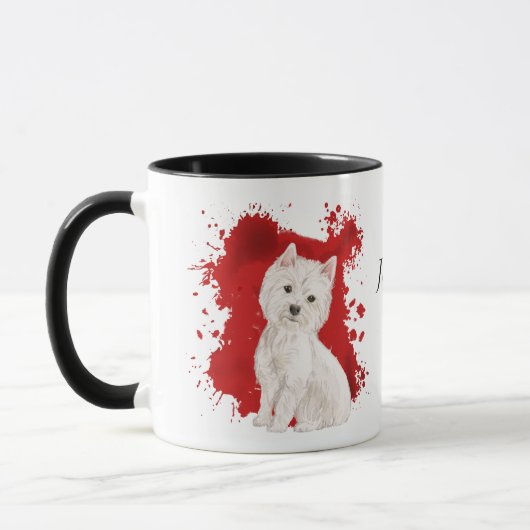 West Highland White Terrier Red Background Tasse (Links)