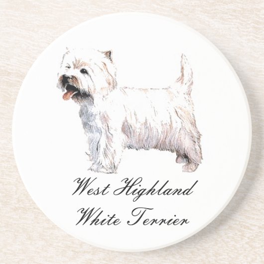 West Highland White Terrier Sandstone Untersetzer (Vorne)