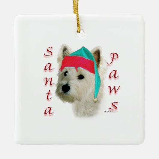 West Highland White Terrier Santa Paws Keramikornament (Vorderseite)
