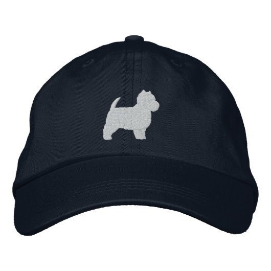 West Highland White Terrier Silhouette Bestickte Baseballkappe (Vorderseite)