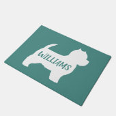 West Highland White Terrier Silhouette Custom Fußmatte (Schrägansicht)