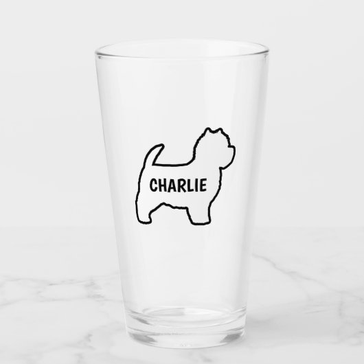 West Highland White Terrier Silhouette Custom Glas (Vorderseite)