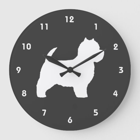 West Highland White Terrier Silhouette Große Wanduhr (Vorderseite)