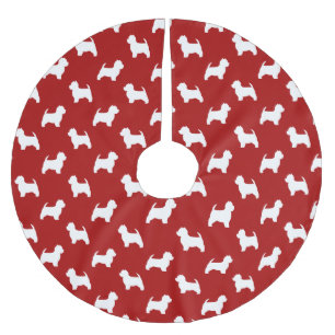 West Highland White Terrier Silhouetten Muster Polyester Weihnachtsbaumdecke