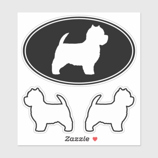 West Highland White Terrier Silhouetten Stickers Aufkleber (Blatt)