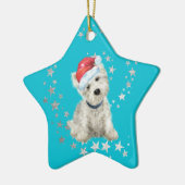 West Highland White Terrier Silver Stars Weihnacht Keramik Ornament (Links)