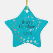 West Highland White Terrier Silver Stars Weihnacht Keramik Ornament (Hinten)