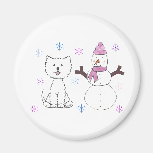 West Highland White Terrier & Snowman Magnet (Vorne)