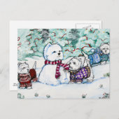 West Highland White Terrier Snowman Postkarte (Vorne/Hinten)