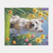West Highland White Terrier Spring Flowers Fleecedecke (Vorderseite (Horizontal))