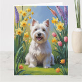 West Highland White Terrier Spring Flowers Karte (Vorderseite)