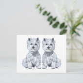 West Highland White Terrier Twins! Postkarte (Stehend Vorderseite)