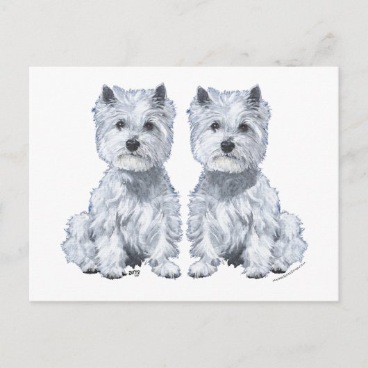 West Highland White Terrier Twins! Postkarte (Vorderseite)