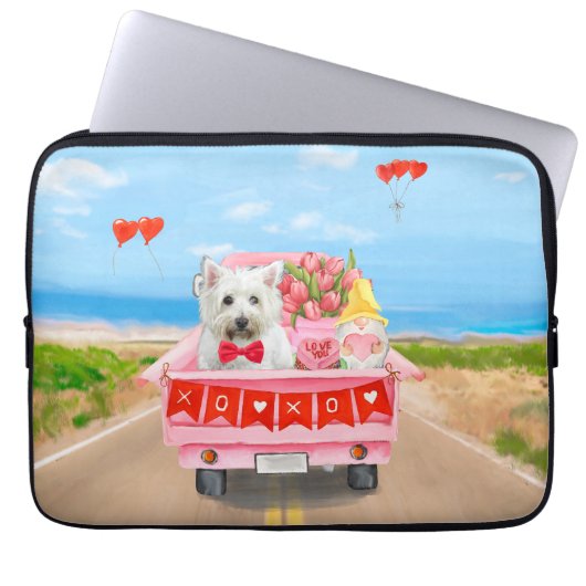 West Highland White Terrier Valentine's Day Truck Laptopschutzhülle (Vorderseite)