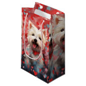 West Highland White Terrier Valentinstag Kleine Geschenktüte (Vorderseite Schrägansicht)