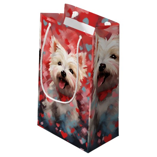 West Highland White Terrier Valentinstag Kleine Geschenktüte (Rückseite Schrägansicht)