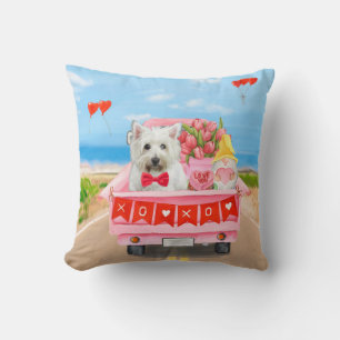 West Highland White Terrier Valentinstag-Lieferwag Kissen