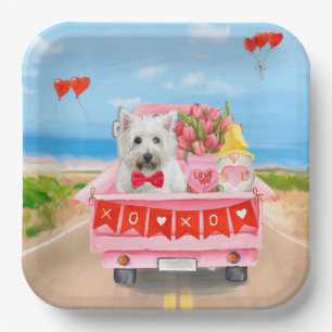 West Highland White Terrier Valentinstag LKW Pappteller