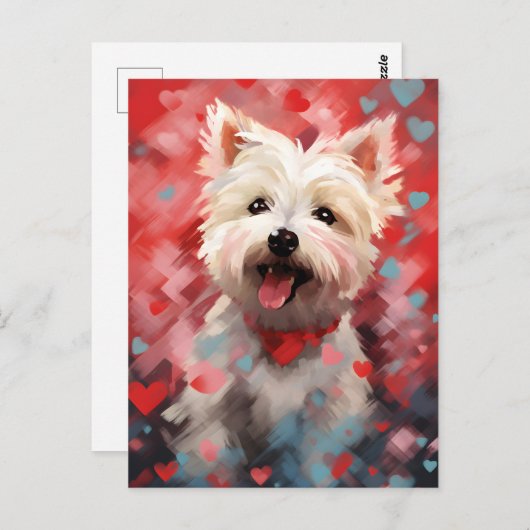 West Highland White Terrier Valentinstag Postkarte (Vorne/Hinten)