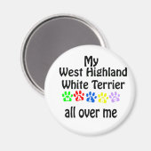West Highland White Terrier Walks Design Magnet (Vorderseite/Rückseite)