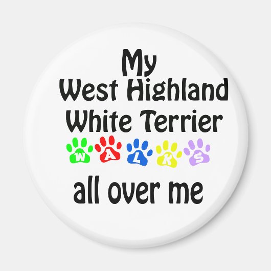 West Highland White Terrier Walks Design Magnet (Vorne)