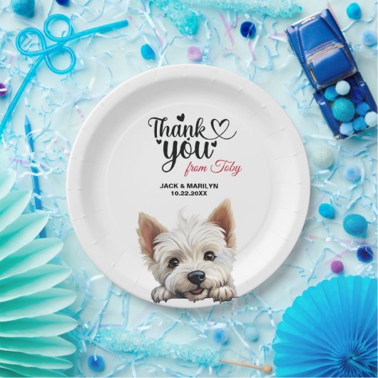West Highland White Terrier Wedding Vielen Dank Pappteller (Party)