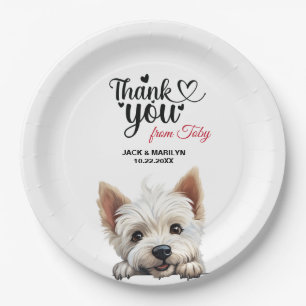 West Highland White Terrier Wedding Vielen Dank Pappteller